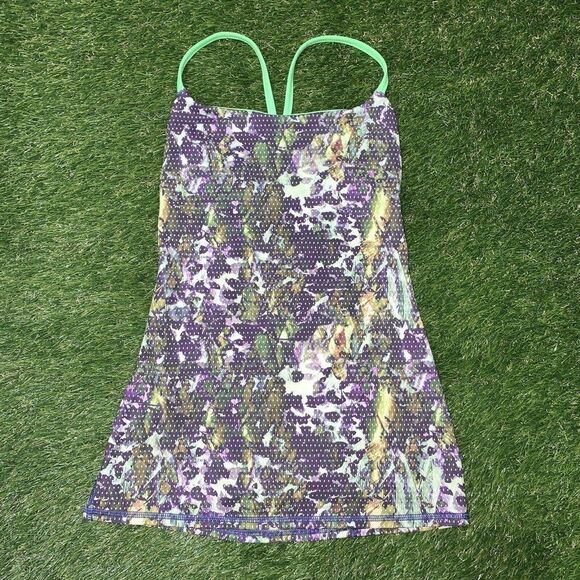 Lululemon Dancing Warrior Tank Top Size 2 Floral Sport White Multi Pistachio - Picture 1 of 12